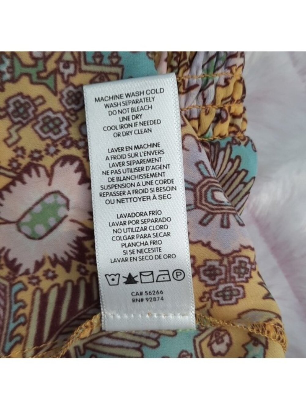 Ella Moss NWT Yellow Brown Blue Floral Print Adjustable Spaghetti Strap Top S - Picture 10 of 11